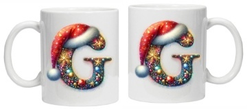 Cana personalizata cu imprimeu de iarna 3 "litera G", Alb, CRD PRINT - Img 3