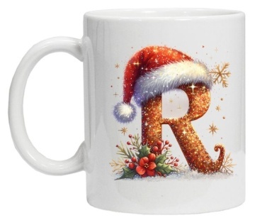 Cana personalizata cu imprimeu de iarna 3 "litera R", Alb, CRD PRINT - Img 3