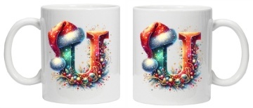 Cana personalizata cu imprimeu de iarna 3 "litera U", Alb, CRD PRINT - Img 3