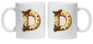 Cana personalizata cu imprimeu de iarna "litera D", Alb, CRD PRINT - Img 3