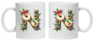 Cana personalizata cu imprimeu de iarna "litera N", Alb, CRD PRINT - Img 3