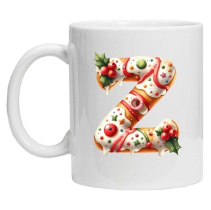 Cana personalizata cu imprimeu de iarna "litera Z", Alb, CRD PRINT - Img 2