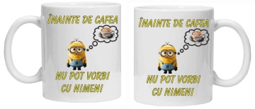 Cana personalizata cu imprimeu "inainte de cafea minion", Alb, CRD PRINT - Img 3