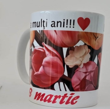 Cana personalizata cu imprimeu "La multi ani!-8 martie 2", Alb, CRD PRINT - Img 6