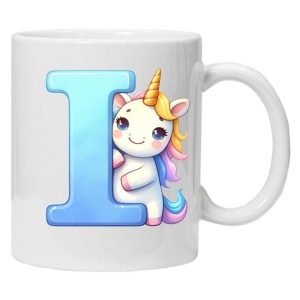 Cana personalizata cu imprimeu "litera I", Alb, CRD PRINT - Img 1