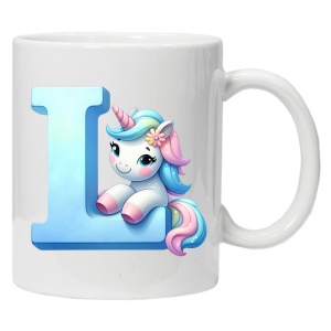 Cana personalizata cu imprimeu "litera L", Alb, CRD PRINT - Img 1