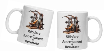 Cana personalizata cu imprimeu "rabdare+antrenament", Alb, CRD PRINT - Img 4