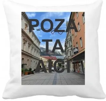 Perna 40 x 40 cm personalizata cu POZA TA , poliester, alba,, CRD PRINT