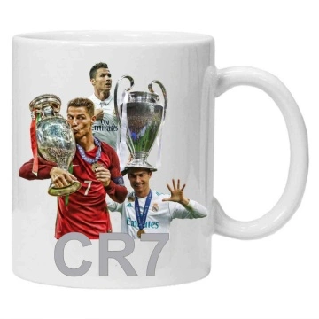 Cana personalizata cu imprimeu "CR7", Alb, CRD PRINT