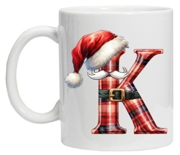 Cana personalizata cu imprimeu de iarna 2 "litera K", Alb, CRD PRINT - Img 3