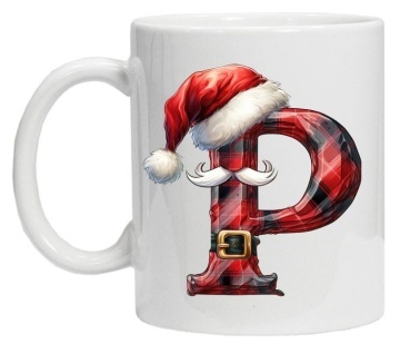 Cana personalizata cu imprimeu de iarna 2 "litera P", Alb, CRD PRINT - Img 3