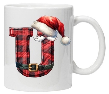 Cana personalizata cu imprimeu de iarna 2 "litera U", Alb, CRD PRINT
