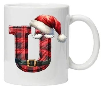 Cana personalizata cu imprimeu de iarna 2 "litera U", Alb, CRD PRINT