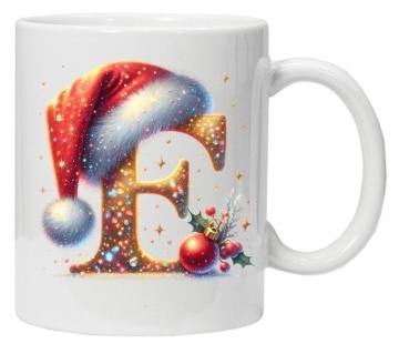 Cana personalizata cu imprimeu de iarna 3 "litera E", Alb, CRD PRINT