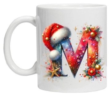 Cana personalizata cu imprimeu de iarna 3 "litera M", Alb, CRD PRINT - Img 2