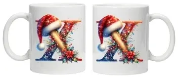 Cana personalizata cu imprimeu de iarna 3 "litera X", Alb, CRD PRINT - Img 2