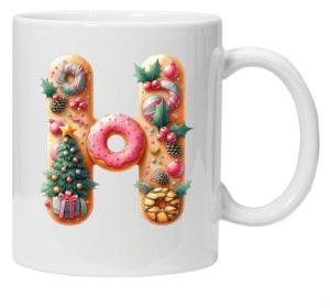 Cana personalizata cu imprimeu de iarna "litera H", Alb, CRD PRINT - Img 2