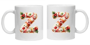 Cana personalizata cu imprimeu de iarna "litera Z", Alb, CRD PRINT - Img 3