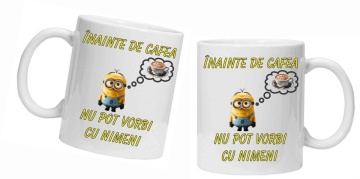 Cana personalizata cu imprimeu "inainte de cafea minion", Alb, CRD PRINT - Img 4