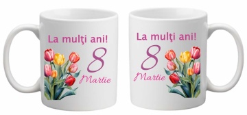 Cana personalizata cu imprimeu "La multi ani!-8 martie 1", Alb, CRD PRINT - Img 2