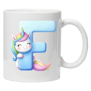 Cana personalizata cu imprimeu "litera F", Alb, CRD PRINT - Img 1