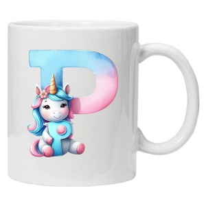 Cana personalizata cu imprimeu "litera P", Alb, CRD PRINT - Img 1