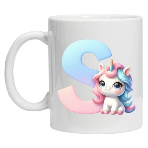 Cana personalizata cu imprimeu "litera S", Alb, CRD PRINT - Img 2