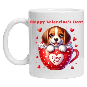 Cana personalizata cu imprimeu "Puppy in a cup- Happy Valentine's Day!", 1, Alb, CRD PRINT - Img 2