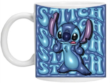 Cana personalizata cu imprimeu "Stitch 2", Alb, CRD PRINT - Img 3
