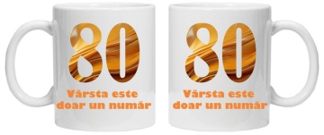Cana personalizata cu imprimeu "varsta este doar un numar - varianta 2 - 80",CRD PRINT - Img 2