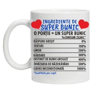 Cana personalizata "Ingrediente de super... ", bunic, CRD PRINT - Img 2