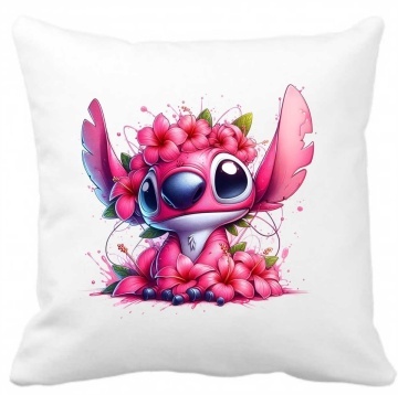 Perna 40 x 40 cm personalizata cu imprimeu " ANGEL (STITCH) 1" , poliester, alba, CRD PRINT