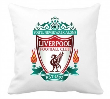 Perna 40 x 40 cm personalizata cu imprimeu "Sigla Liverpool" , poliester, alba,, CRD PRINT