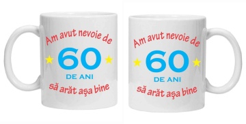 Cana personalizata cu imprimeu "am avut nevoie de 60 de ani", Alb, CRD PRINT - Img 2