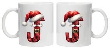 Cana personalizata cu imprimeu de iarna 2 "litera J", Alb, CRD PRINT - Img 3