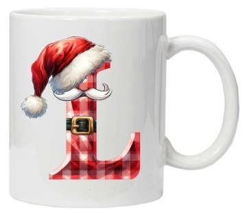 Cana personalizata cu imprimeu de iarna 2 "litera L", Alb, CRD PRINT