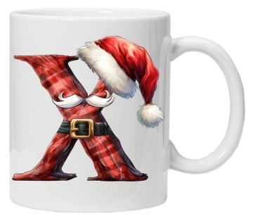 Cana personalizata cu imprimeu de iarna 2 "litera X", Alb, CRD PRINT