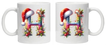 Cana personalizata cu imprimeu de iarna 3 "litera H", Alb, CRD PRINT - Img 2