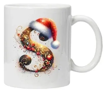 Cana personalizata cu imprimeu de iarna 3 "litera S", Alb, CRD PRINT