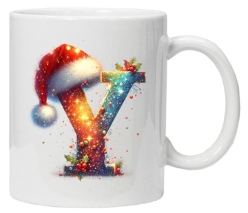 Cana personalizata cu imprimeu de iarna 3 "litera Y", Alb, CRD PRINT - Img 2