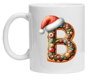 Cana personalizata cu imprimeu de iarna "litera B", Alb, CRD PRINT - Img 2