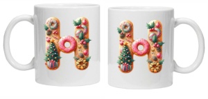 Cana personalizata cu imprimeu de iarna "litera H", Alb, CRD PRINT - Img 3