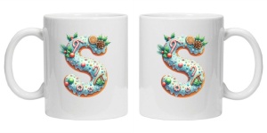 Cana personalizata cu imprimeu de iarna "litera S", Alb, CRD PRINT - Img 3