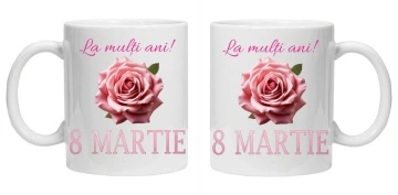 Cana personalizata cu imprimeu "La multi ani!-8 martie 3", Alb, CRD PRINT