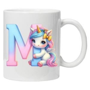 Cana personalizata cu imprimeu "litera M", Alb, CRD PRINT - Img 1