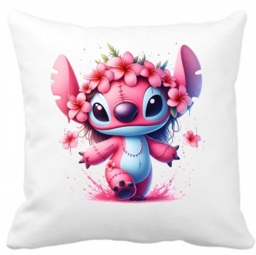 Perna 40 x 40 cm personalizata cu imprimeu " ANGEL (STITCH) 2" , poliester, alba, CRD PRINT