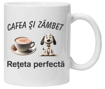 Cana personalizata cu imprimeu "cafea si zambet ", Alb, CRD PRINT - Img 1