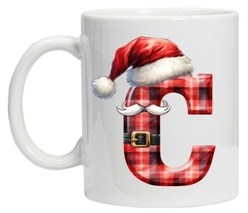 Cana personalizata cu imprimeu de iarna 2 "litera C", Alb, CRD PRINT - Img 2