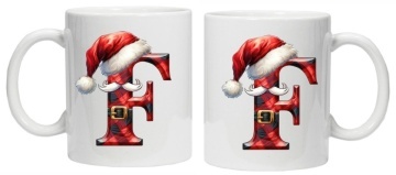 Cana personalizata cu imprimeu de iarna 2 "litera F", Alb, CRD PRINT - Img 2