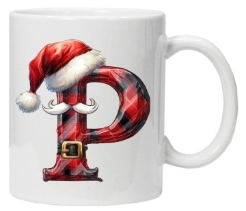 Cana personalizata cu imprimeu de iarna 2 "litera P", Alb, CRD PRINT - Img 6